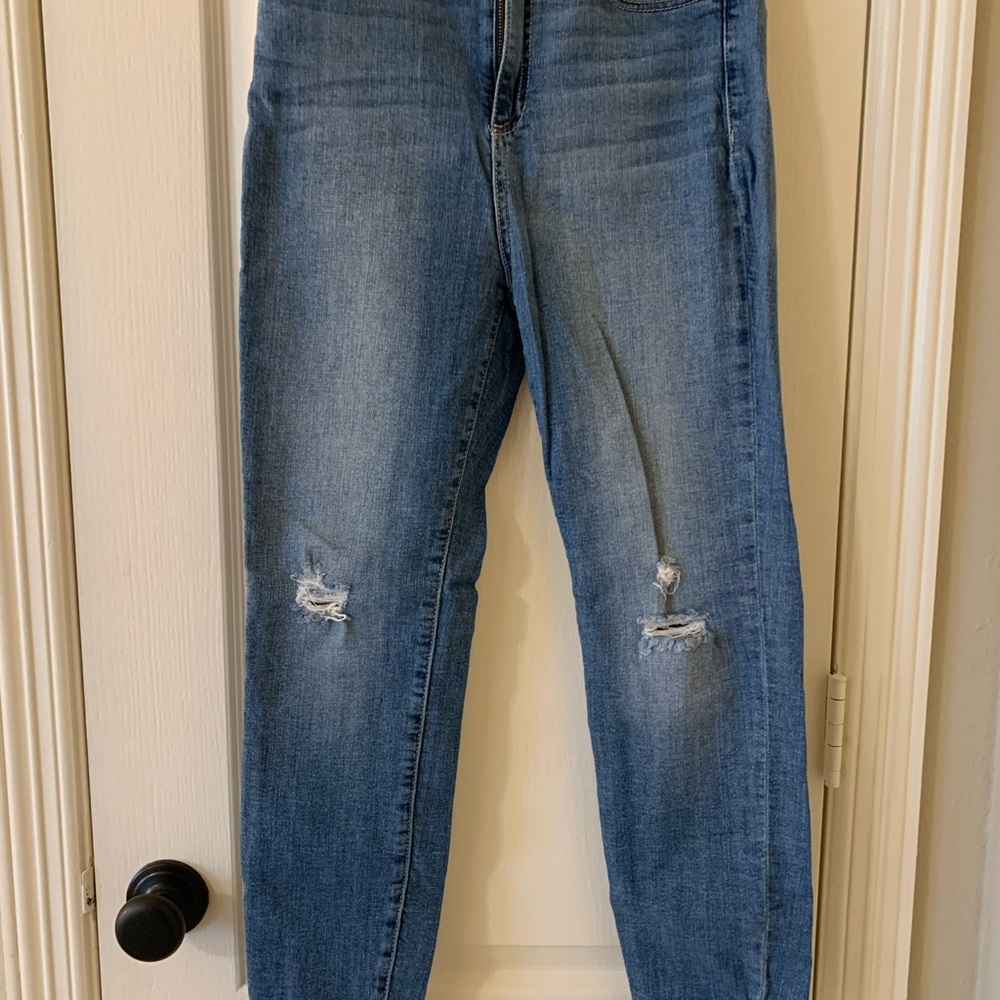 Black Label Blue Skinny Jeans with Distressed Knees